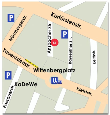 Lage – topografische Karte Wittenbergplatz